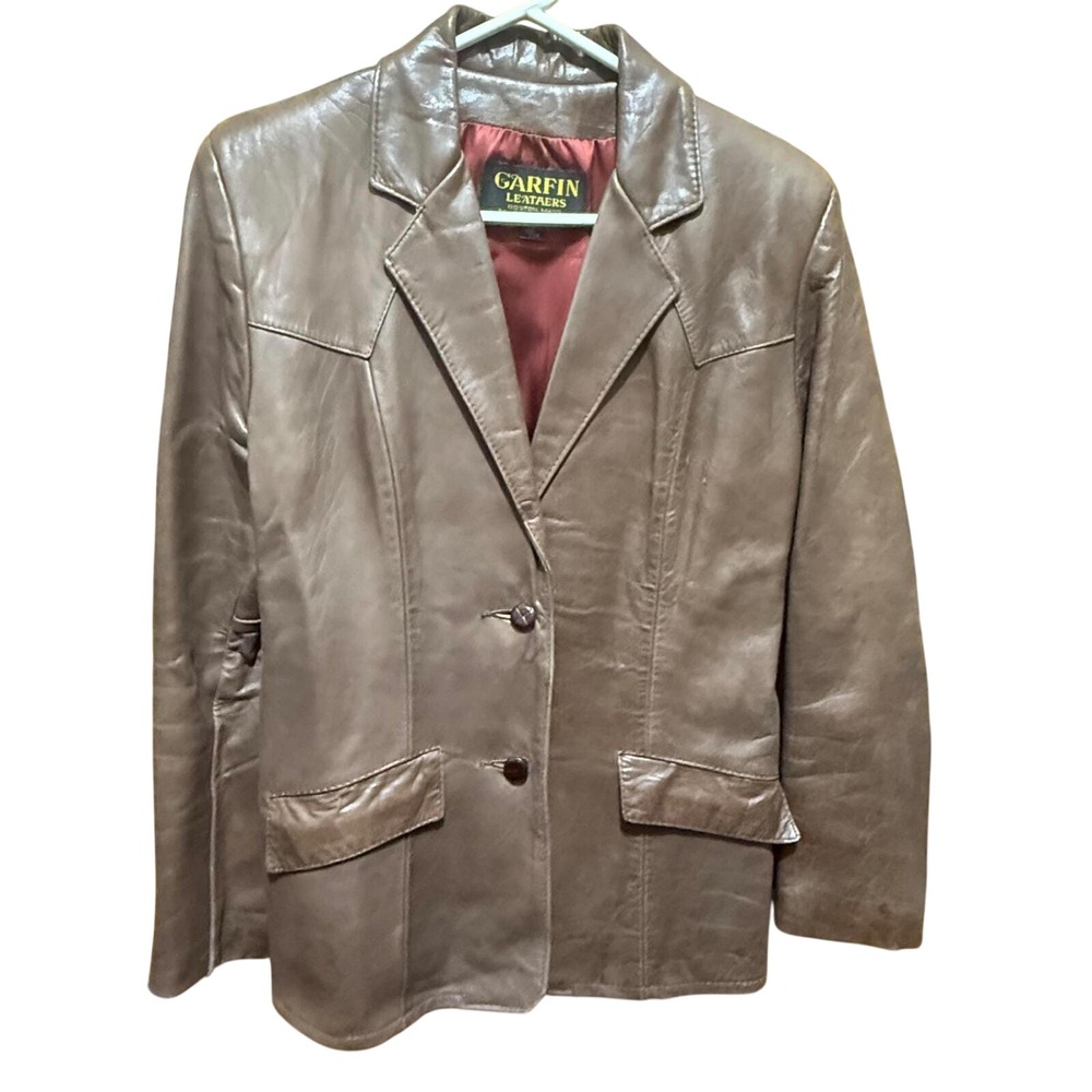 Vintage Garfin Leathers‎ Brown Leather Jacket USA Made Women's 13/14